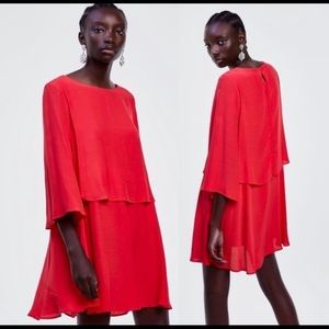Zara red cape dress size medium, never worn!
